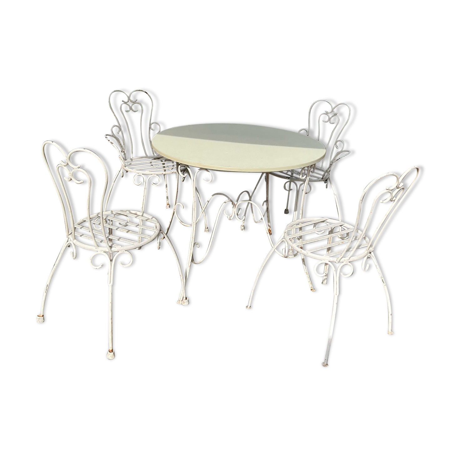 Garden furniture wrought iron 50s germany white and formica