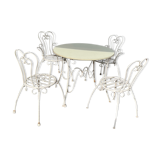Salon de jardin fer forgé années 50 allemagne blanc et formica