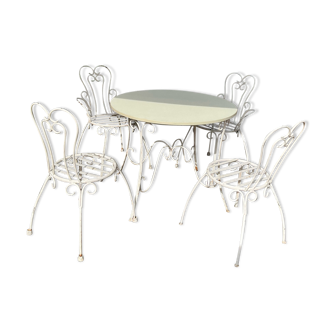 Garden furniture wrought iron 50s germany white and formica