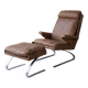 Vintage swing armchair and stool in leather by reinhold adolf for cor, 1970s, set of 2