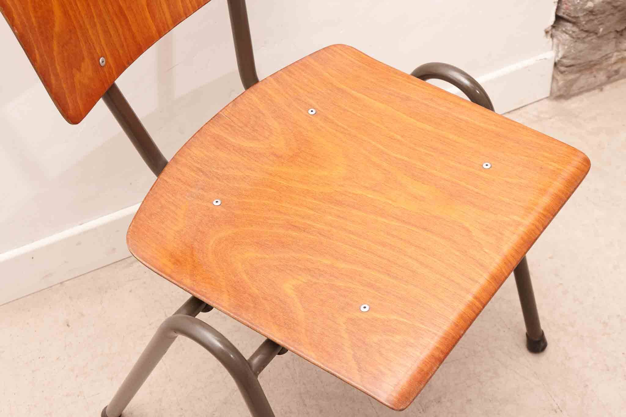 Vintage Eromes oak and grey chair, square seat