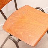 Vintage Eromes oak and gray chair, square seat