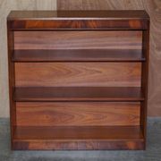 Pair of open dwarf bookshelves in mahogany by Shaws of London.