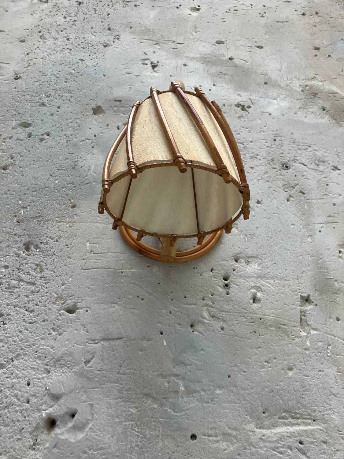Vintage rattan wall lamp 1950