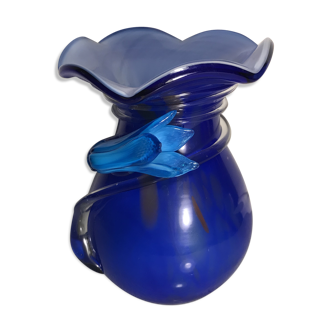 Old Blue Multilayer Glass Vase - Flower Blown Decor Col Corolla Vintage
