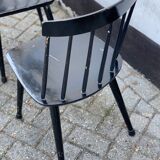 Set of 4 black laquered dining chairs