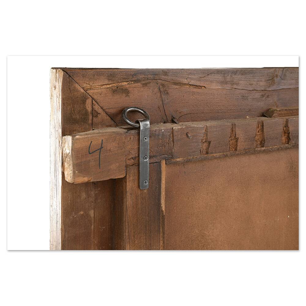 Large patinated solid wood mirror