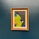 Original Swedish Oil on Panel – “Abstract in Green” by Hans Oswald – Signed – Vintage and Framed – 32 × 25 cm (12.6" × 9.8")