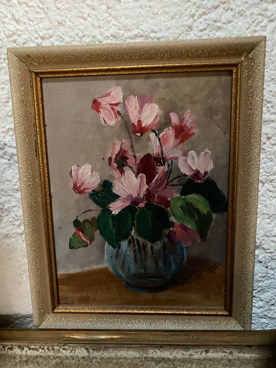 Small old framed oil on cardboard