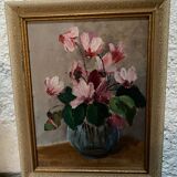 Small old framed oil on cardboard