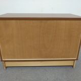 3-drawer chest of drawers in mahogany veneer and satin white, 70s-80s