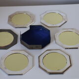 6 metal coasters and art deco mirror