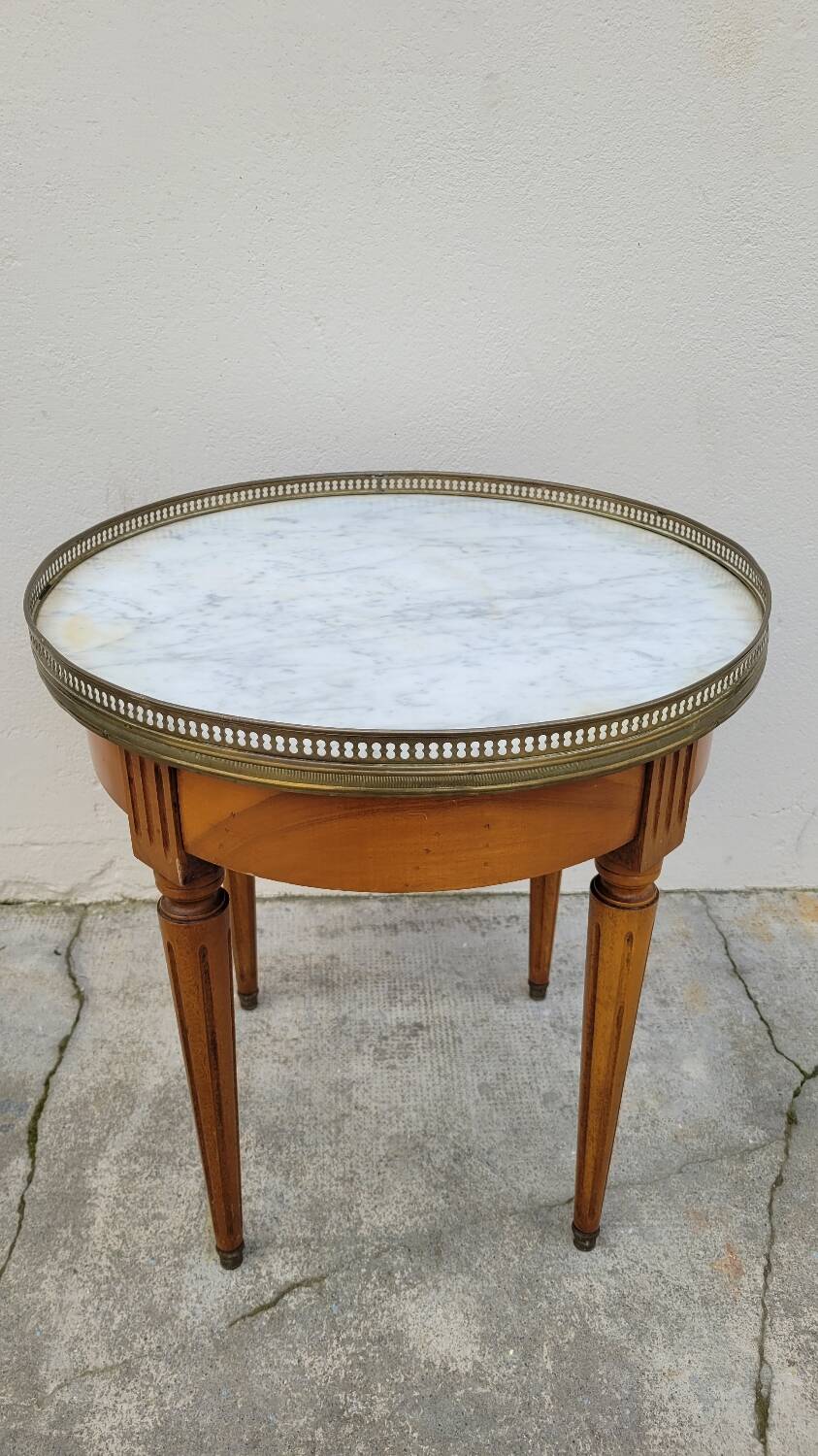 Antique Louis xvi style white marble hot water bottle coffee table