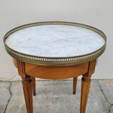 Table basse bouillotte en marbre blanc style Louis xvi ancienne