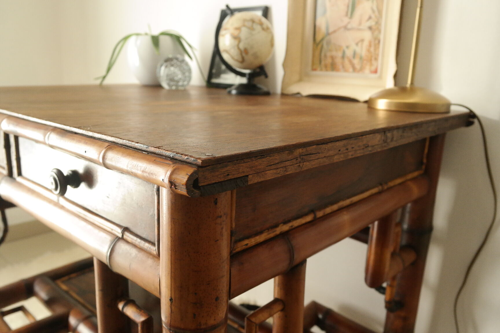 Old colonial style bamboo desk