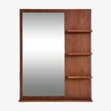 Scandinavian wooden mirror with integrated shelves