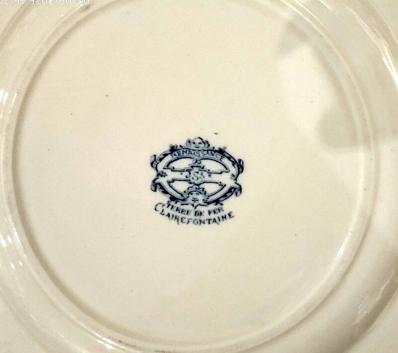 5 assiettes à dessert modèle Renaissance - faïence de Clairefontaine
