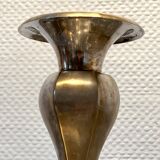 Pair of brass candlesticks, old octagonal base candlestick