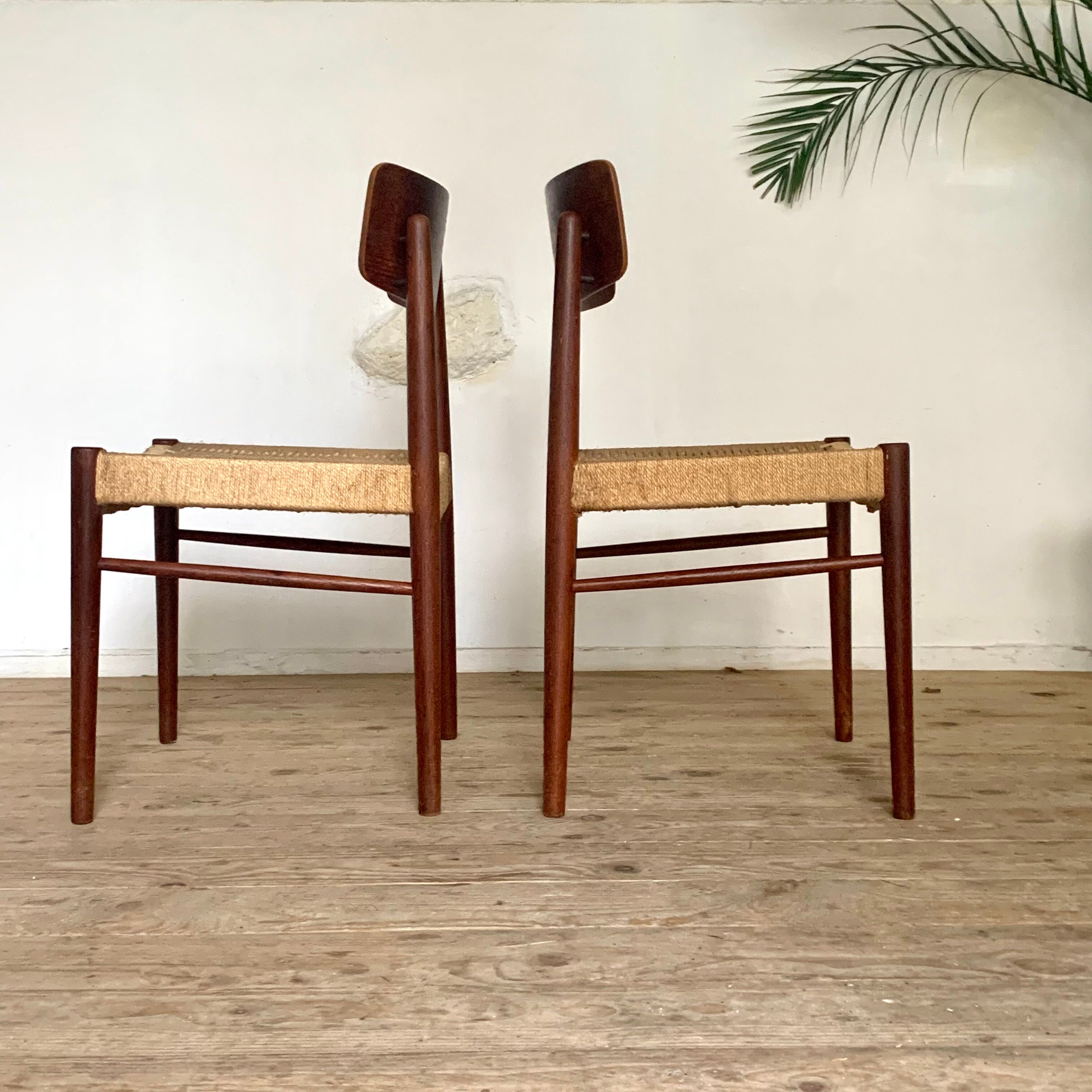 Chaise scandinave vintage en teck et cord