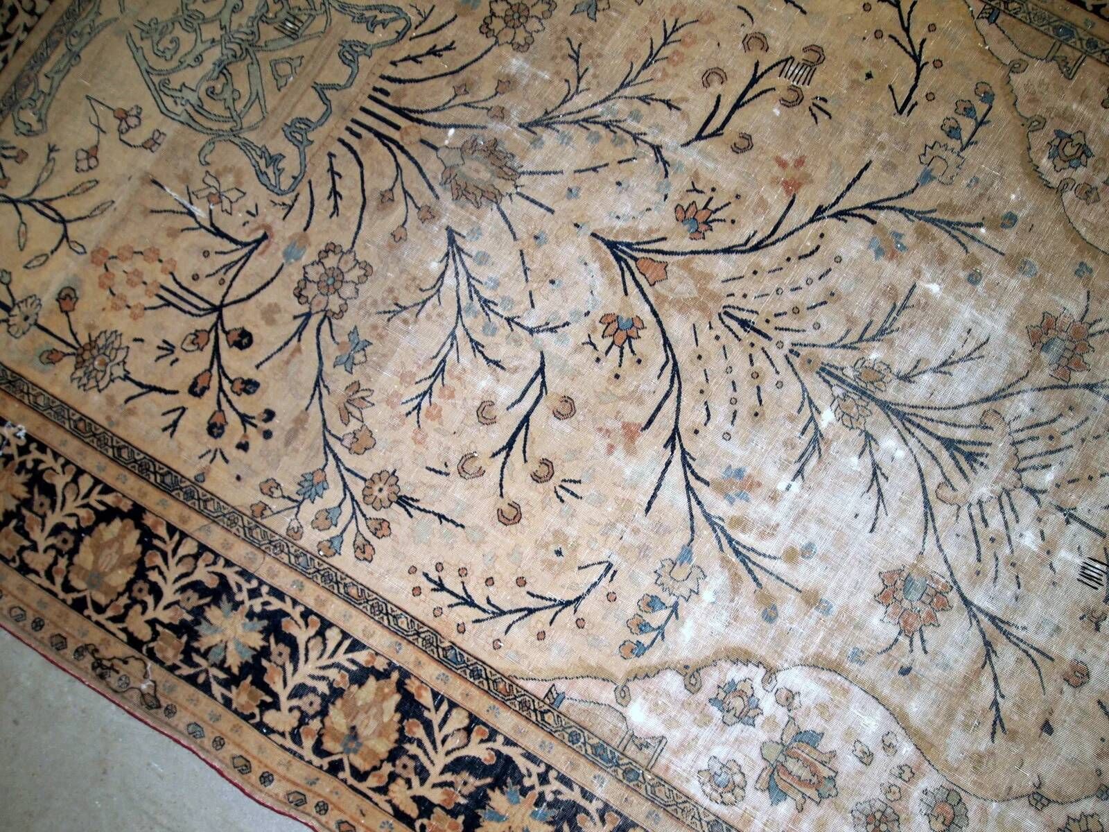 Handmade antique prayer Indo-Moktasham rug 4' x 6.2' (122cm x 189cm) 1880s