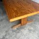 Brutalist Honey-Brown Pine Trestle Dining Table,  1970s France