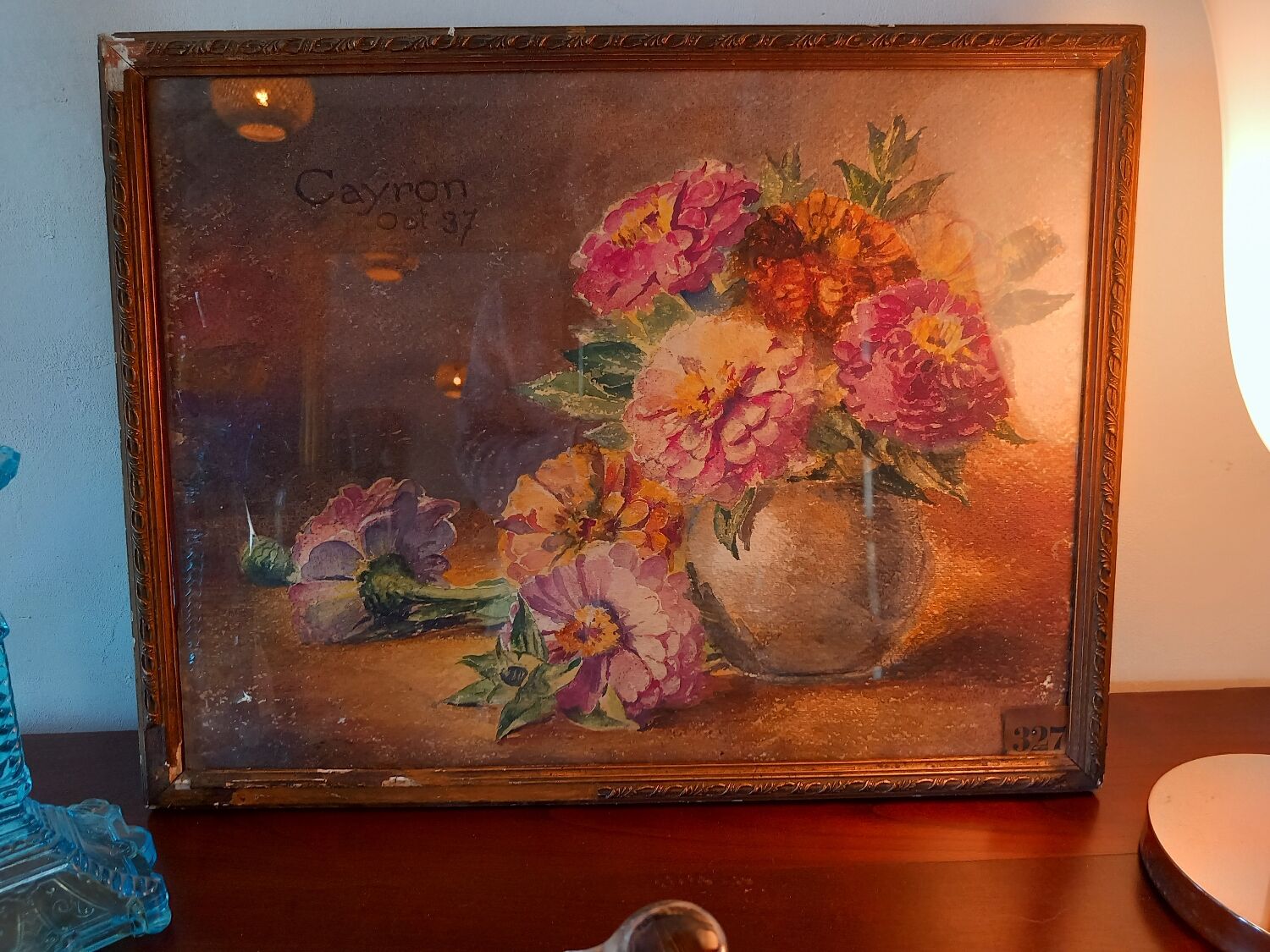 Nature painting with bouquet of flowers