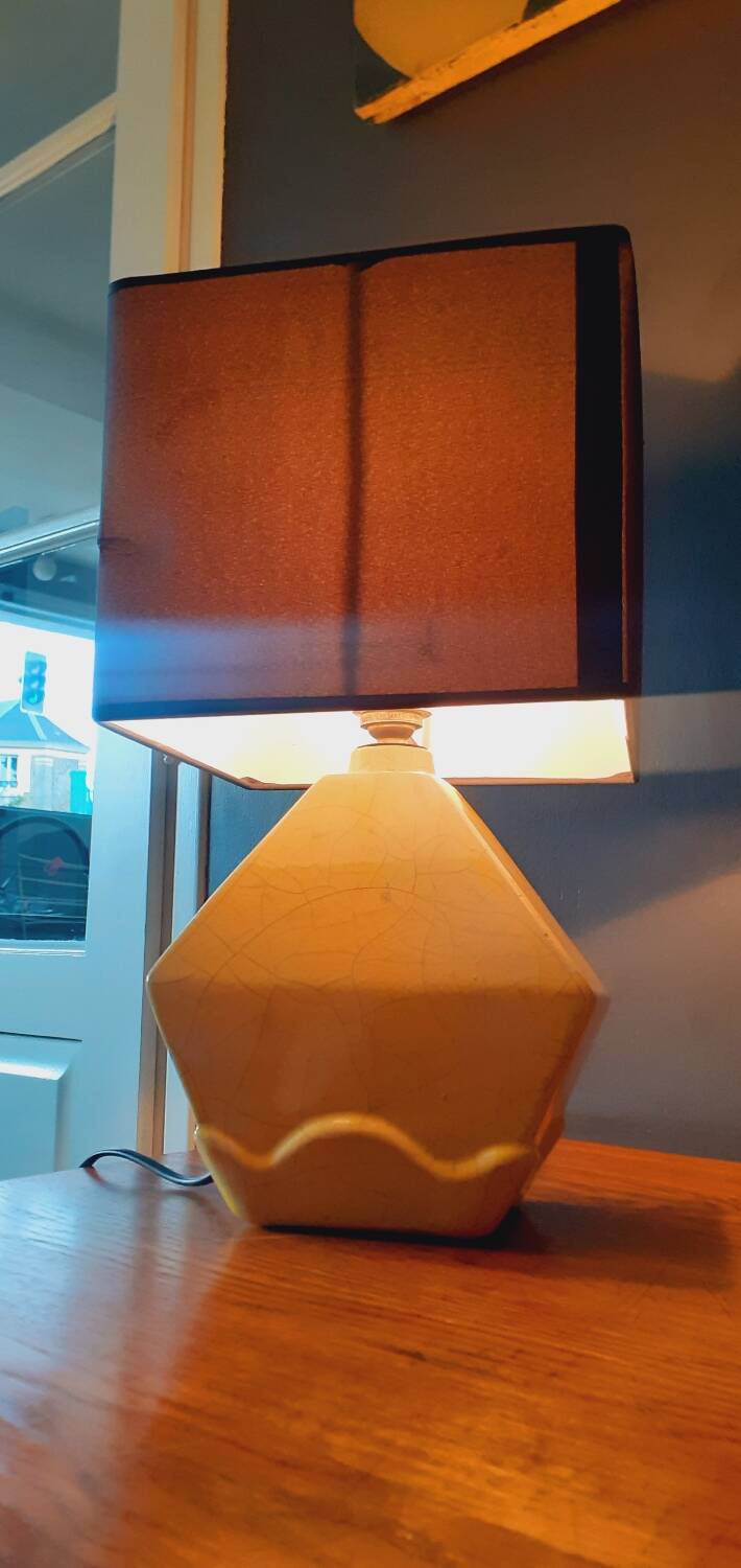 Vintage 50s cracked ceramic lamp