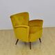 Fauteuil en velours jaune du milieu du siècle, années 1960