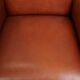 Majestic, luxurious set of 2 cognac-colored cowhide leather Art Deco design armchairs