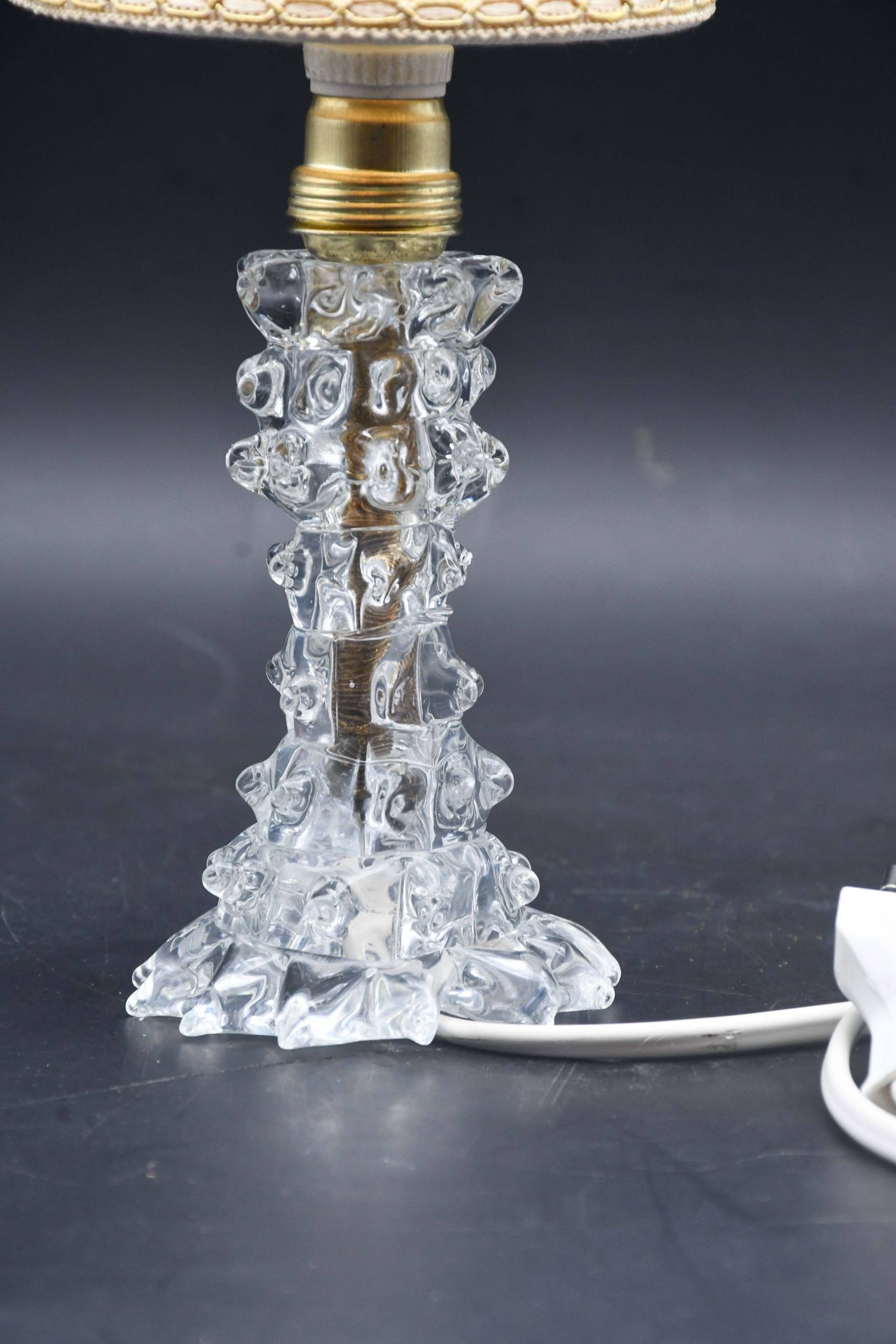 Charming Table Lamp in Rostrato Murano Glass Vase for Barovier & Toso, 1940s