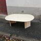 Table basse vintage ovale en travertin
