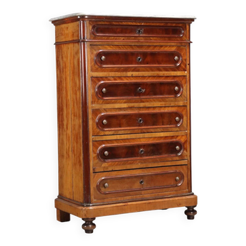 Antique cherry wood chest of drawers with 6 drawers, 19th century.