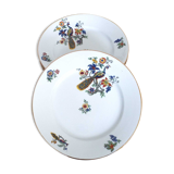 6 flat porcelain plates peacock