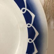 Vintage sublime white and blue hollow dish Badonviller earthenware