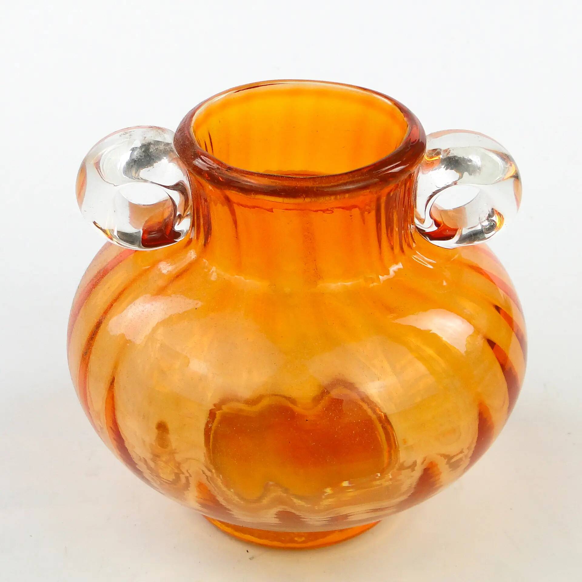 Mid-century modern vase, orange glass, Poland, 1970s