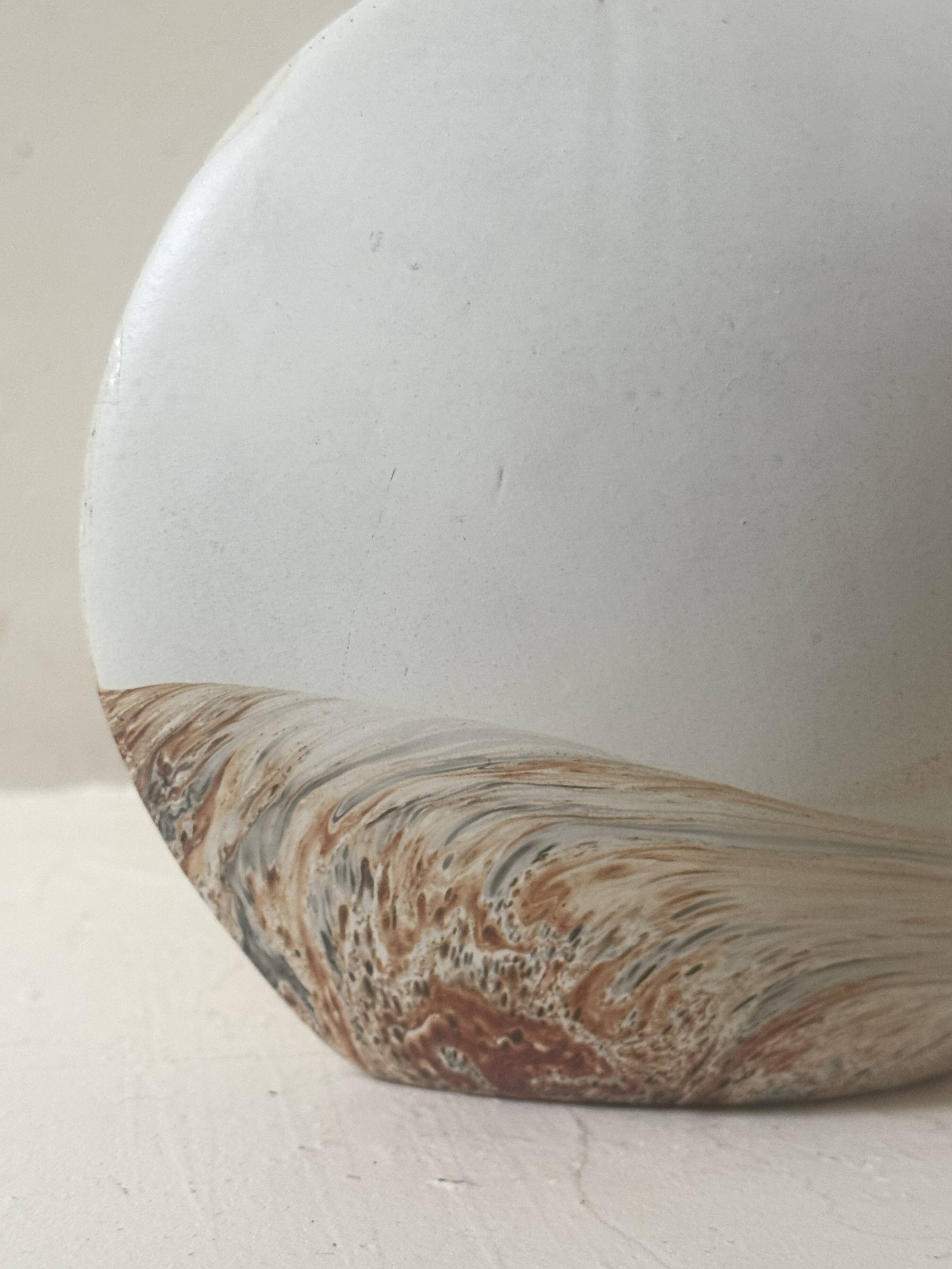 Round moon vase in matte white ceramic