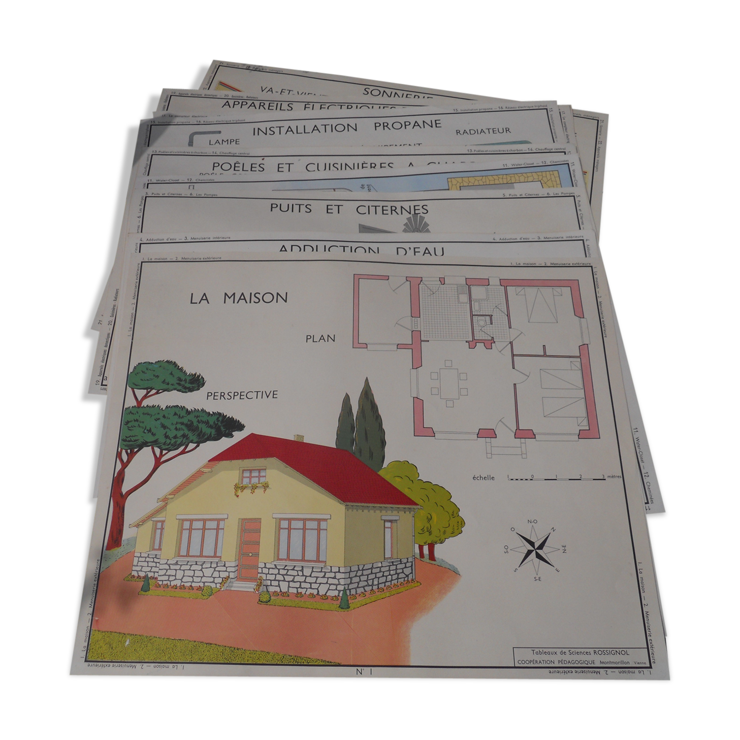 Set of Rossignol school posters about the house