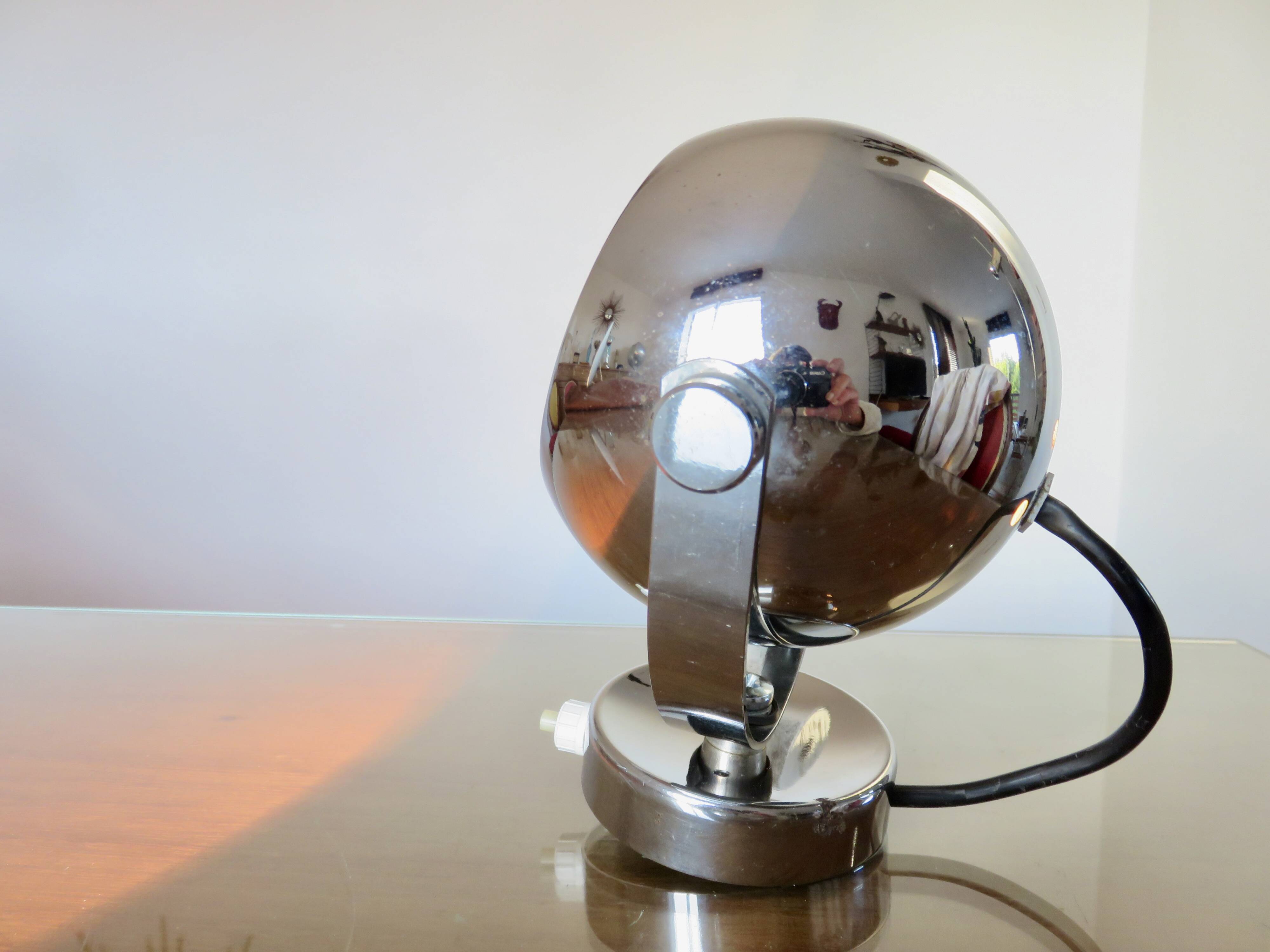 Pair of chrome "eye ball" wall lights 1970