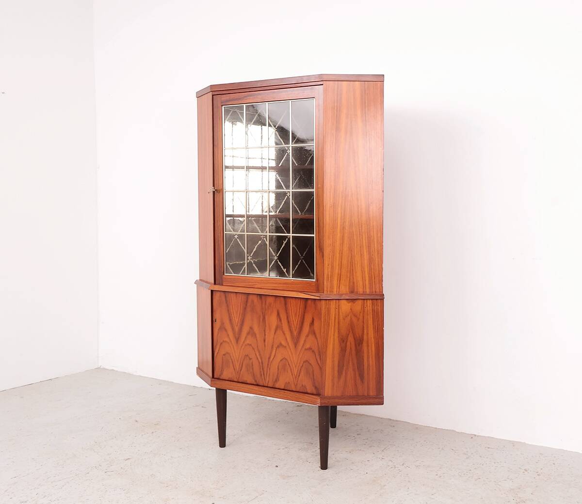 Danish rosewood corner display cabinet, 1960s