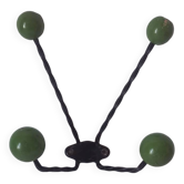Vintage metal and wooden ball coat rack