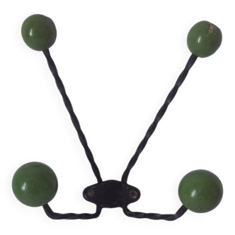Porte-manteau vintage métal et boules en bois