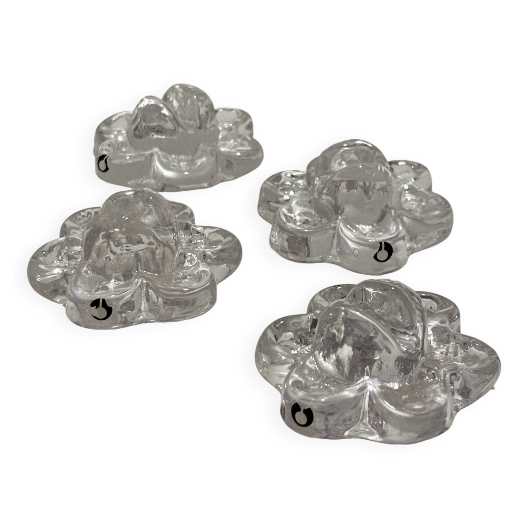4 Clear Glass Knife Rests - Pukkeberg - Sweden - 1970
