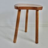 Tabouret de montagne tripode "haricot" en bois blond, 1960