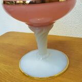 Aiguiere verre soufflé blanc et rose