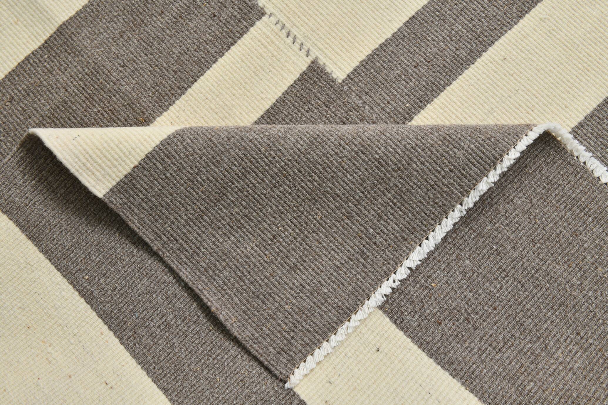 Modern Beige Grey Vintage Kilim Rug, 204x278Cm