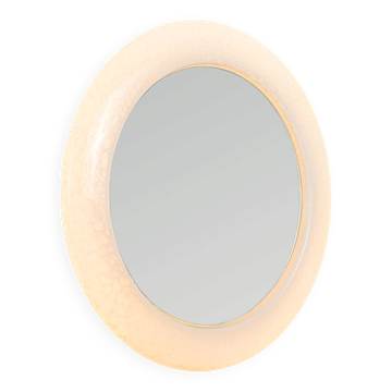 Mid-Century cloudy glass mirror with lighting