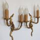 Pair of Elegant French Bronze Opposite Acanthus Leaf Double Wall Sconces