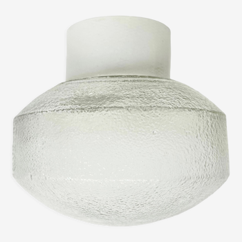Vintage White Porcelain Ceiling Light with Frosted Glass , 1970s