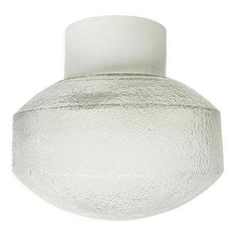 Vintage White Porcelain Ceiling Light with Frosted Glass , 1970s