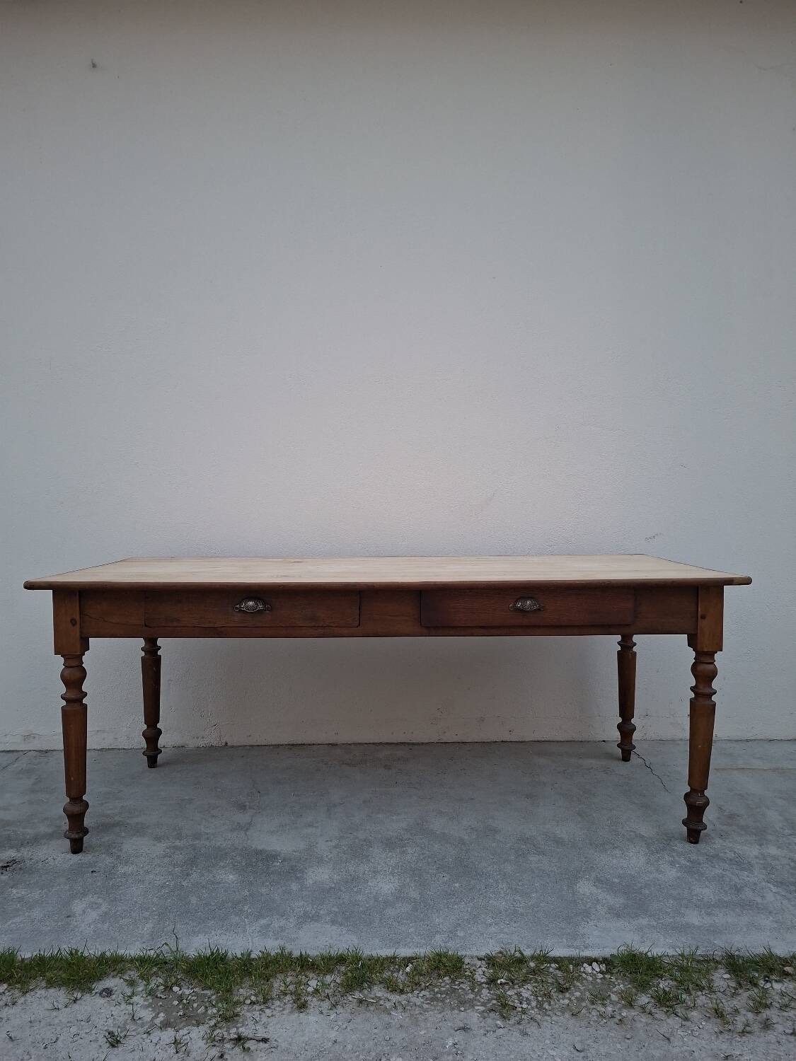 Old shop/work table with 2 drawers, Louis Philippe legs.